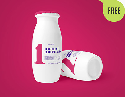 Free Yogurt Bottle Mockup