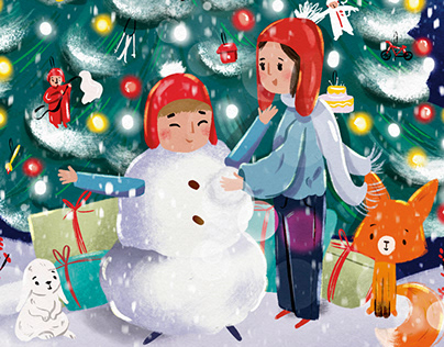 Holidays greeting card illustration
