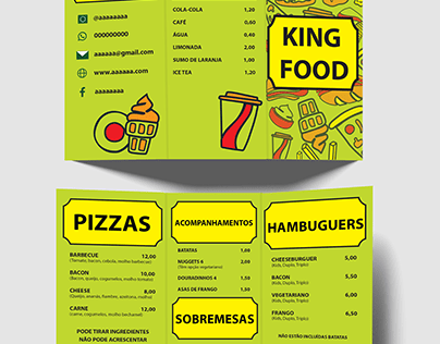 Panfleto para Restaurante de Fast Food