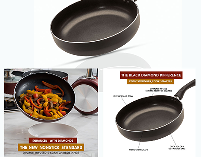 Frying pan product image listing infographic design