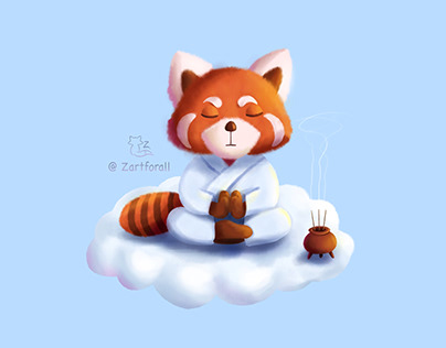 Red panda in meditation