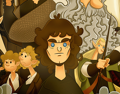 Fellowship of the Ring Cartoon Poster