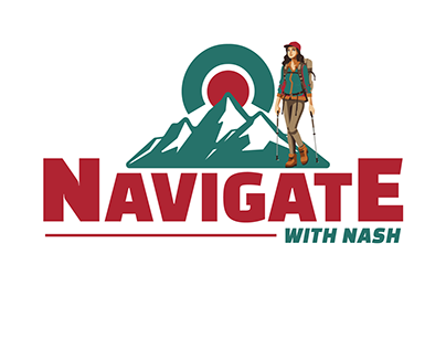 Trekking Hiking TEXT BASED Logo (NAVIGATE WITH NASH)