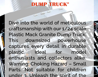 Explore the 1/24 Scale Plastic Mack Granite Dump Truck