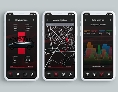 Tesla Cyberpunk Mobile App Interface