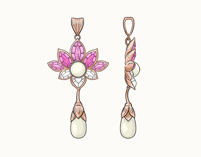 Memory Jewellery Lotus Pendant and Earrings