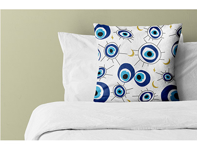 Pillow cover in evil eye pattern