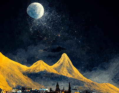 Quito, moon, digital art