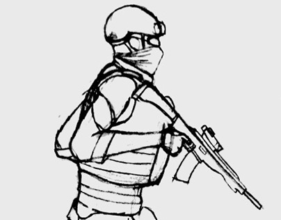 Soldier Running Sketch