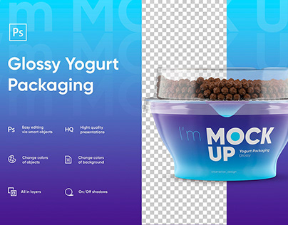Free Glossy Yogurt Packaging Mockup