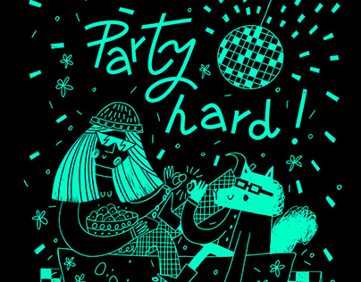 Project thumbnail - "Party hard" screen printing on T-shirt