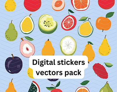 Digital stickers - fruits - vectors