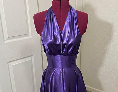 Fluidity: Violet Charmeuse Bond shell Bias Dress
