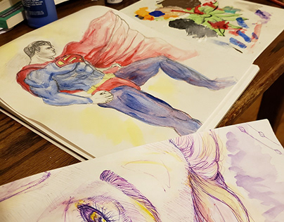 Mixed mediums: pen and watercolor paint
