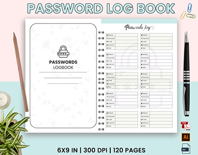 Password LogBook || KDP Interior || Book design