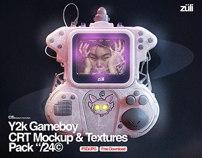 Free Y2k Gameboy Mockup & CRT Textures Pack