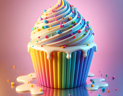3d cup cake with sprinkles