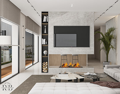 Modern livingroom and kitchen