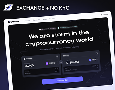 Stormex - best cryptocurrency exchanger landing page