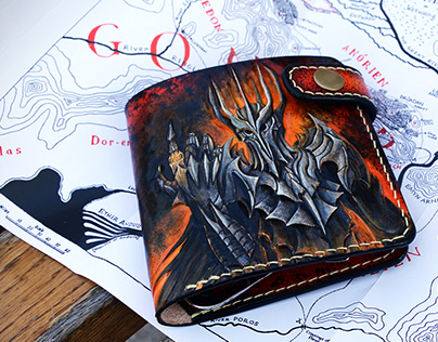 Sauron. Short hand-tooled wallet.