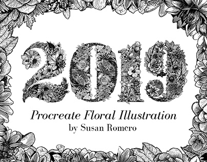 2019: New year's Procreate Floral Illustration
