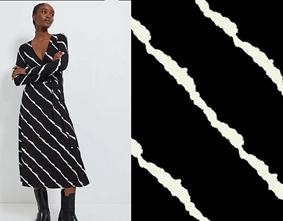 George Women Black Zebra Print Ribbed Wrap Midi Dress