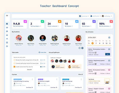 Teacher dashboard for e-learning platform
