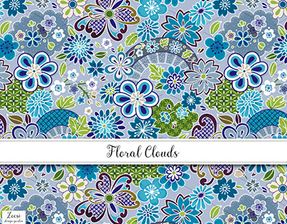 Floral Clouds Textile Design