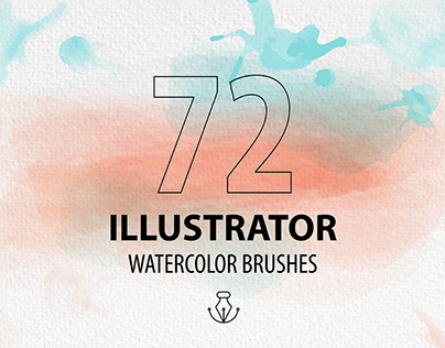 72 Watercolor vector brushes for AI