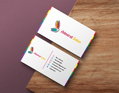Simple Colorful Admiral Salon Business Card Design.