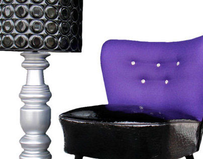 Upholstered chair & design lamp