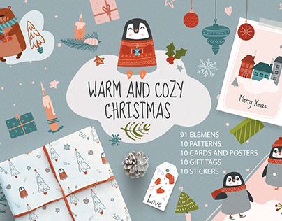 Warm and Cozy Christmas - Cards, Patterns, Tags