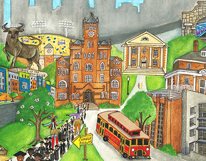 Campus Illustrated - A whimsical take on JCSU landmarks