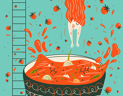 Illustration Tomato Swimmingpool