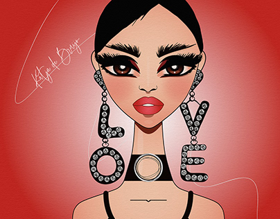 Love Earrings Fashion Illustration