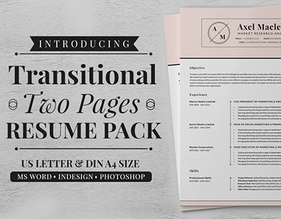 Transitional Two Pages Resume Pack