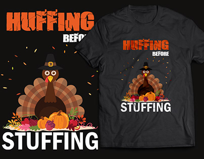 Huffing Before Stuffing Thanksgiving T-Shirt Design