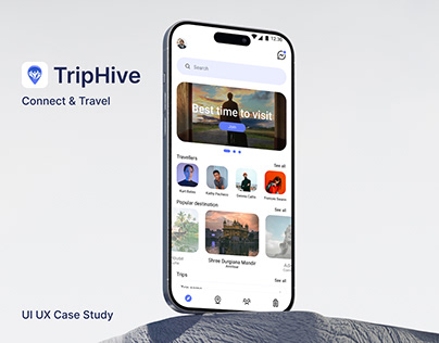 Project thumbnail - TripHive- Connect & Travel UI UX Case study