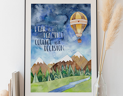 Watercolor Illustration "Courage is a decision"