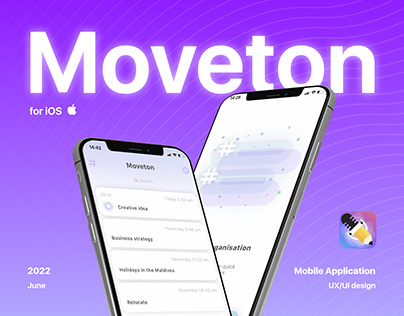 Project thumbnail - Moveton — voice & text notes. Mobile app UX/UI