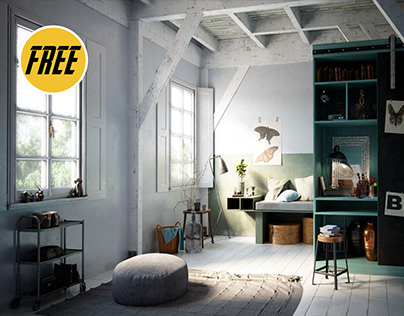 3D Interior Model Scandinavian Style Livingroom 250