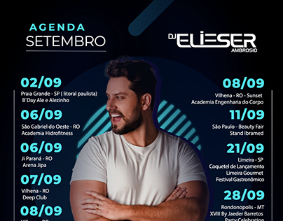 Agenda Musical SETEMBRO - DJ Elieser Ambrosio