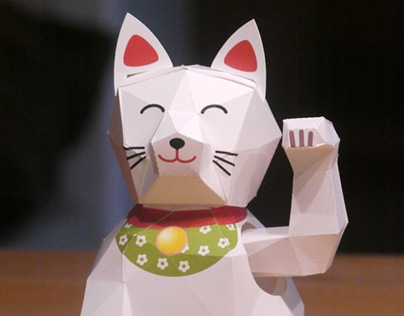 Kinetic paper model Lucky cat