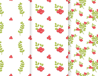 Set of cute berry pattern