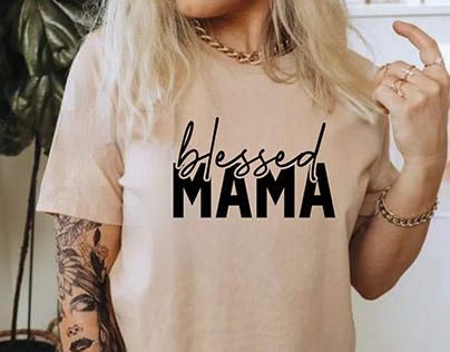 Blessed Mama T Shirt Design