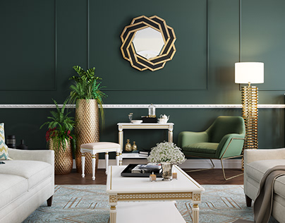 Golden-green living room