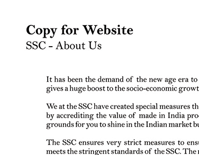 SSC Website Copy