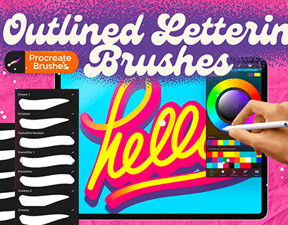 FREE DOWNLOAD Outlined Lettering Brushes for Procreate