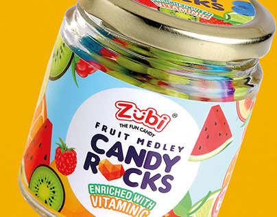 Zubi Candy Rocks Jar Packaging Design