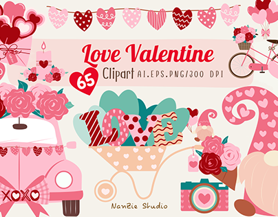 Love Valentine Clipart handraw vector illustration